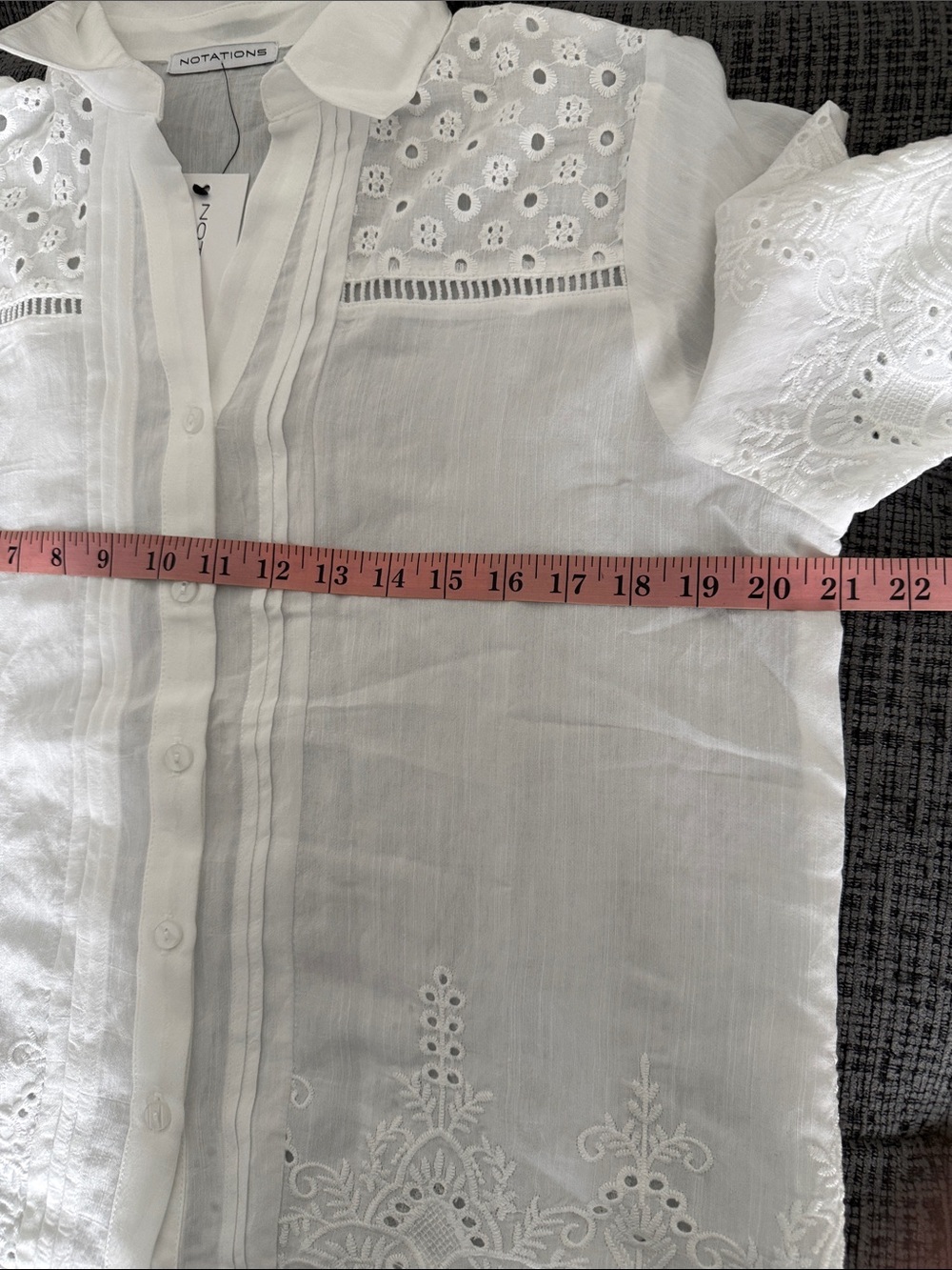 Notations White Eyelet Button-Down Shirt - Picture 4 of 7